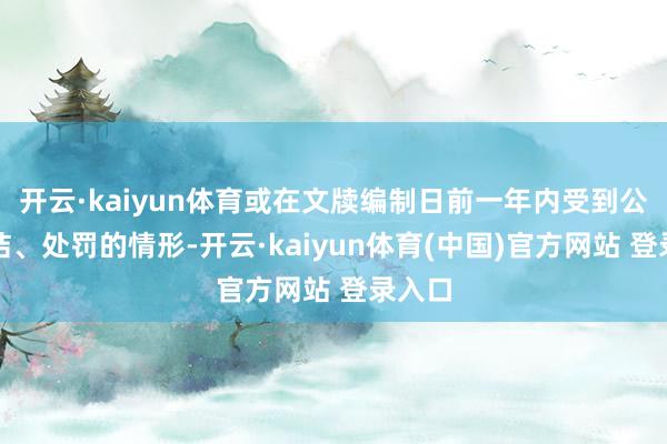开云·kaiyun体育或在文牍编制日前一年内受到公开驳诘、处罚的情形-开云·kaiyun体育(中国)官方网站 登录入口